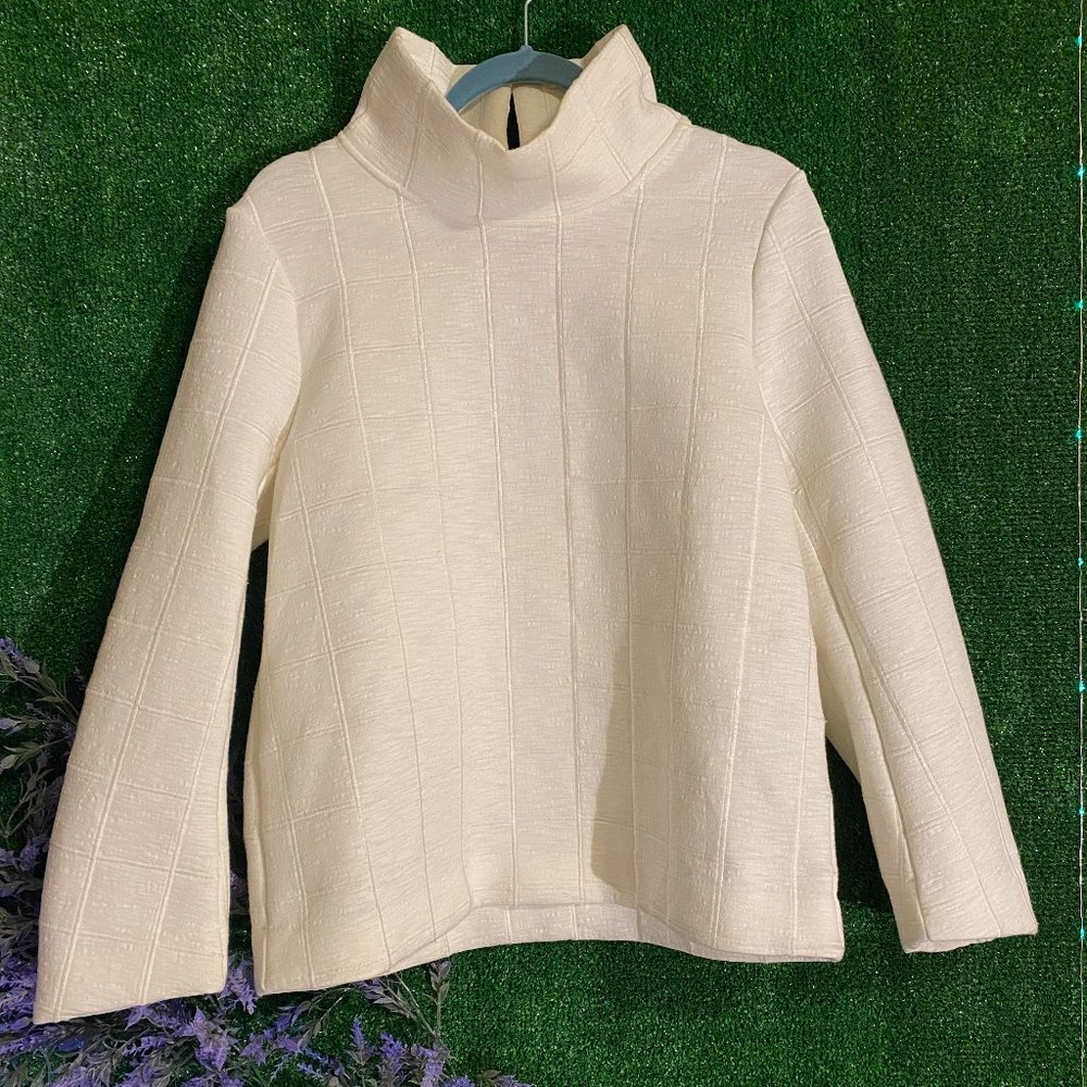 Structured and Textured White Turtleneck